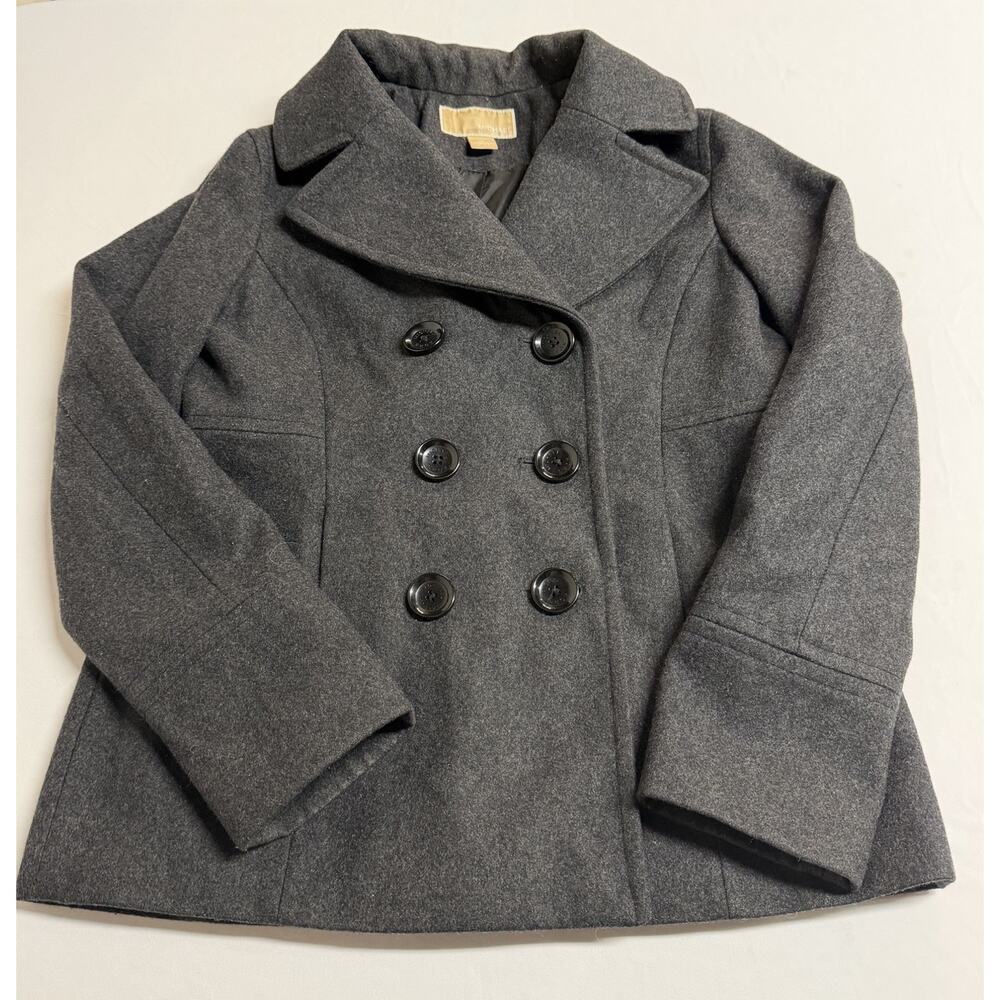 Michael Kors Women’s Wool Blend Double Breasted Pea Coat Size S Charcoal Gray